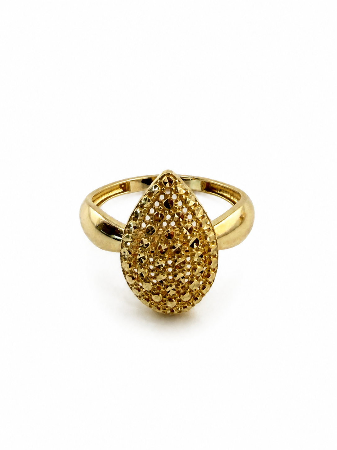 18K Yellow Gold Diamond Drop Ring
