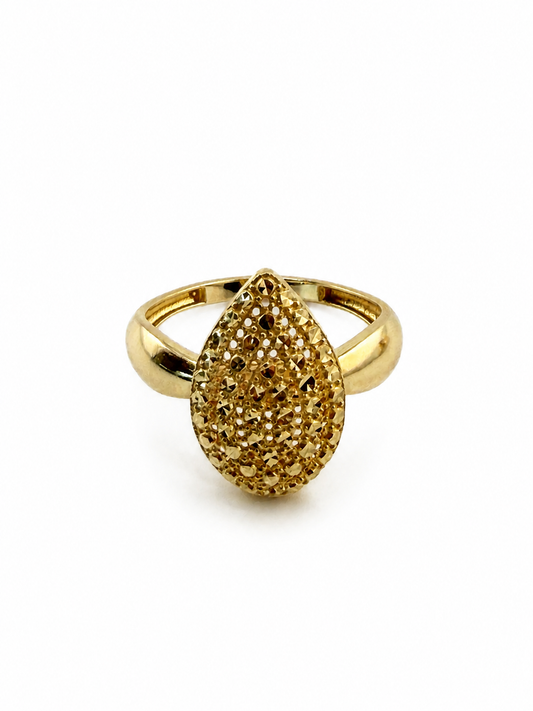 18K Yellow Gold Diamond Drop Ring