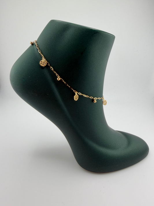 18k Gold Charm Ankle Bracelet