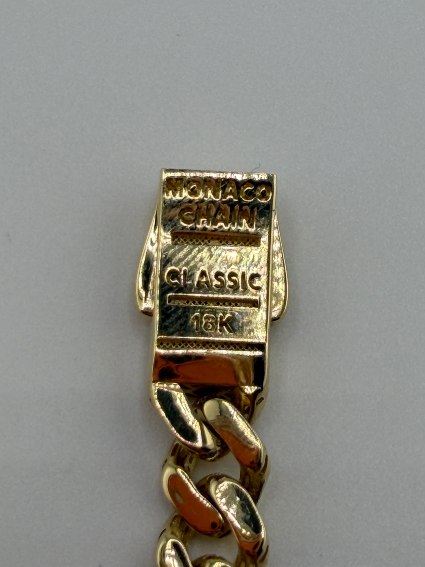 Bracelet Monaco authentique en or jaune 18K sans pierre – 8,3 g – 19 cm