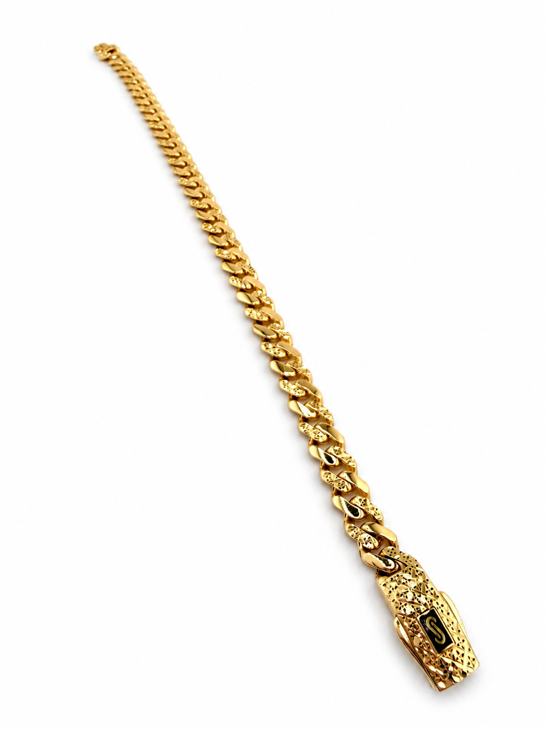 Bracelet Monaco authentique en or jaune 18K sans pierre – 8,3 g – 19 cm