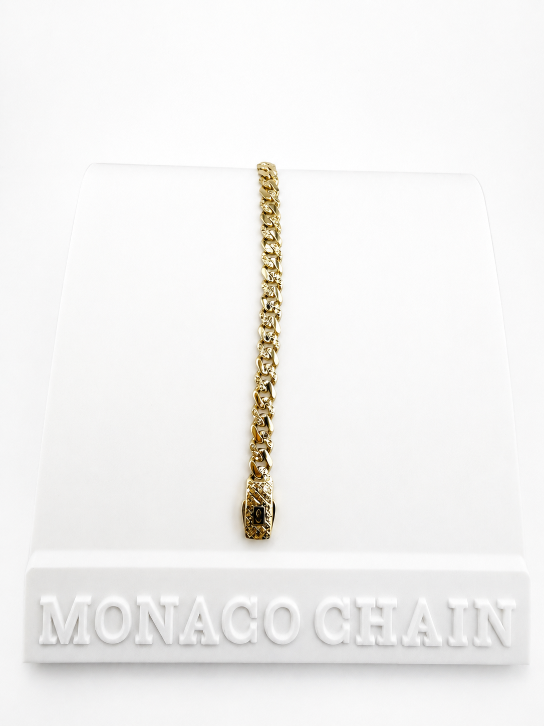 Bracelet Monaco authentique en or jaune 18K sans pierre – 8,3 g – 19 cm