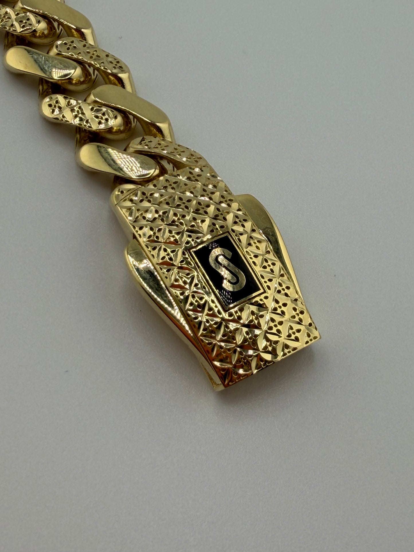 Bracelet Monaco authentique en or jaune 18K – 20 cm – 13,73 g
