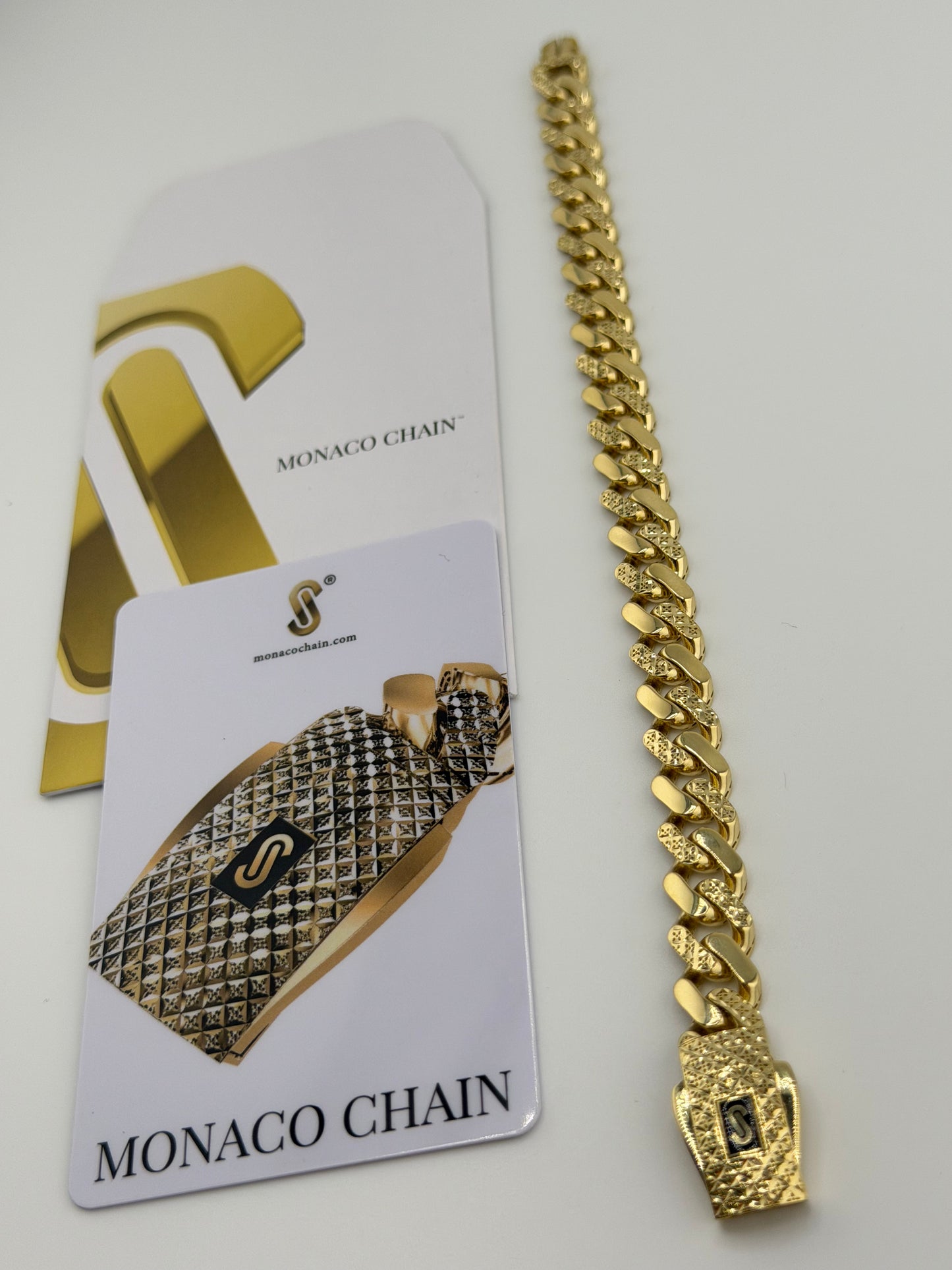 Bracelet Monaco authentique en or jaune 18K – 20 cm – 13,73 g