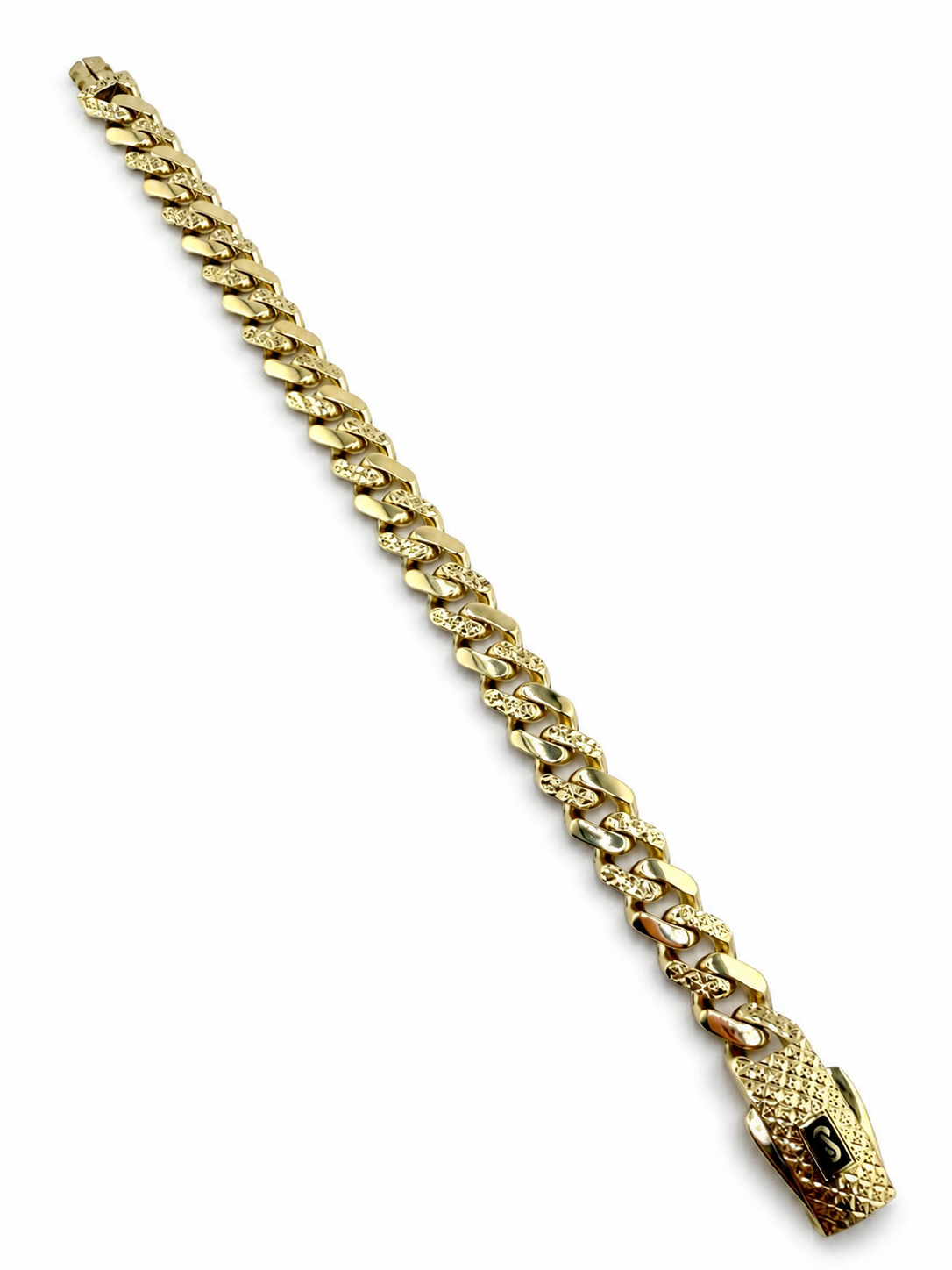 Bracelet Monaco authentique en or jaune 18K – 20 cm – 13,73 g