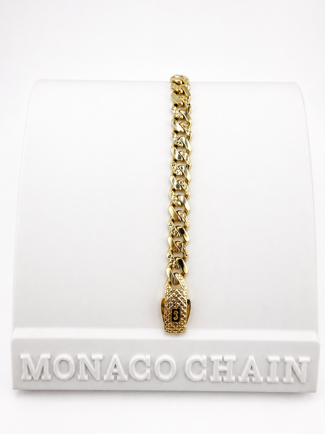 Bracelet Monaco authentique en or jaune 18K – 20 cm – 13,73 g