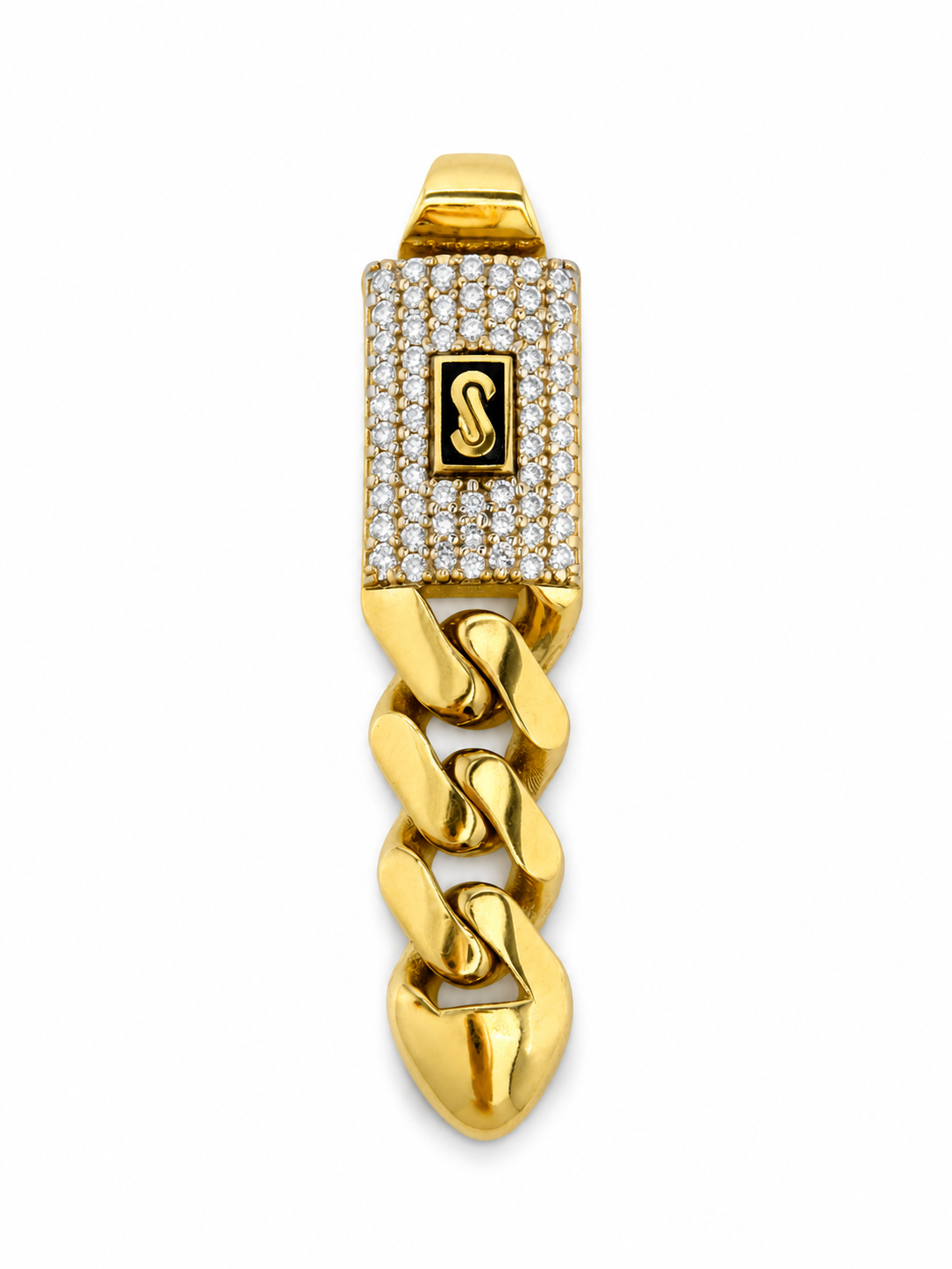 Pendentif Monaco Chain original en or 18 carats avec zircon