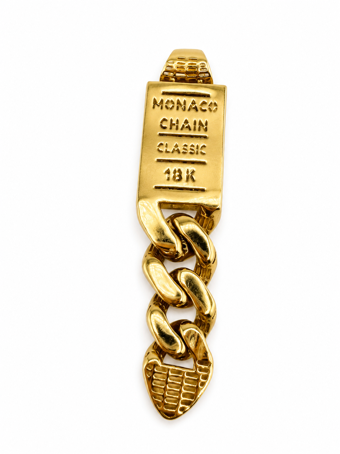 Pendentif Monaco Chain original en or 18 carats avec zircon