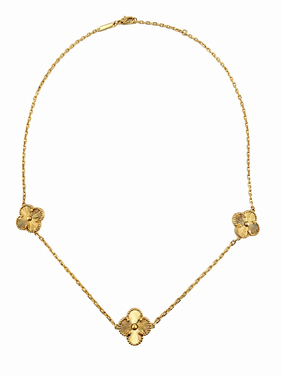 Collier fleurs de trèfle en or massif 18K – 44 cm
