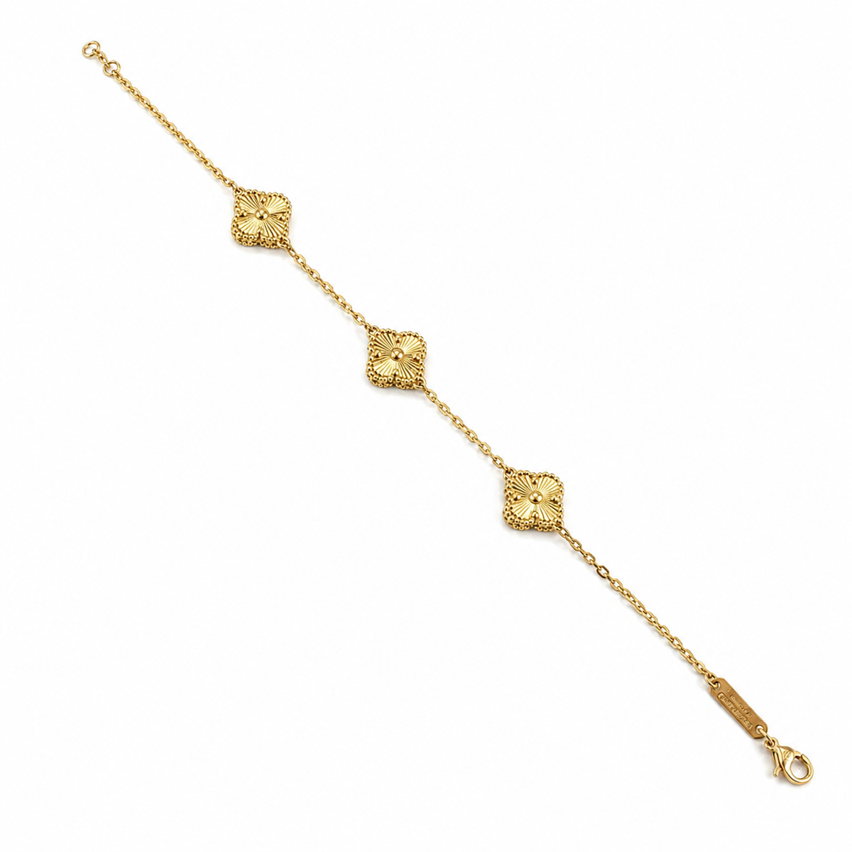 Bracelet à trois motifs Trèfles en or 18K – 18 cm