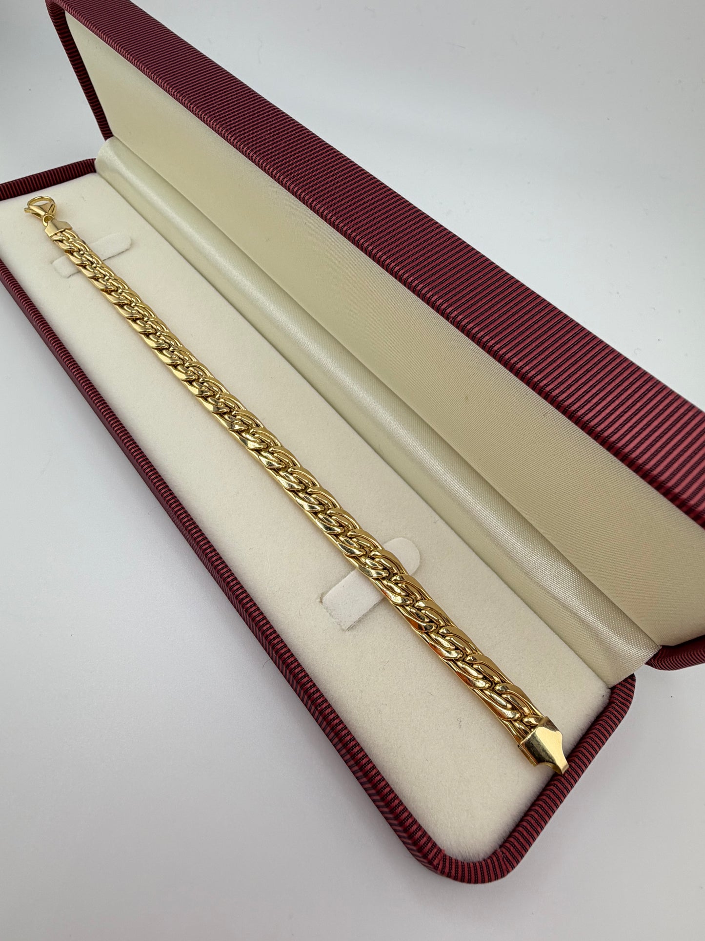 Bracelet maille tressée en or 18K – 21 cm – 7.87g-Fabriqué en Italie