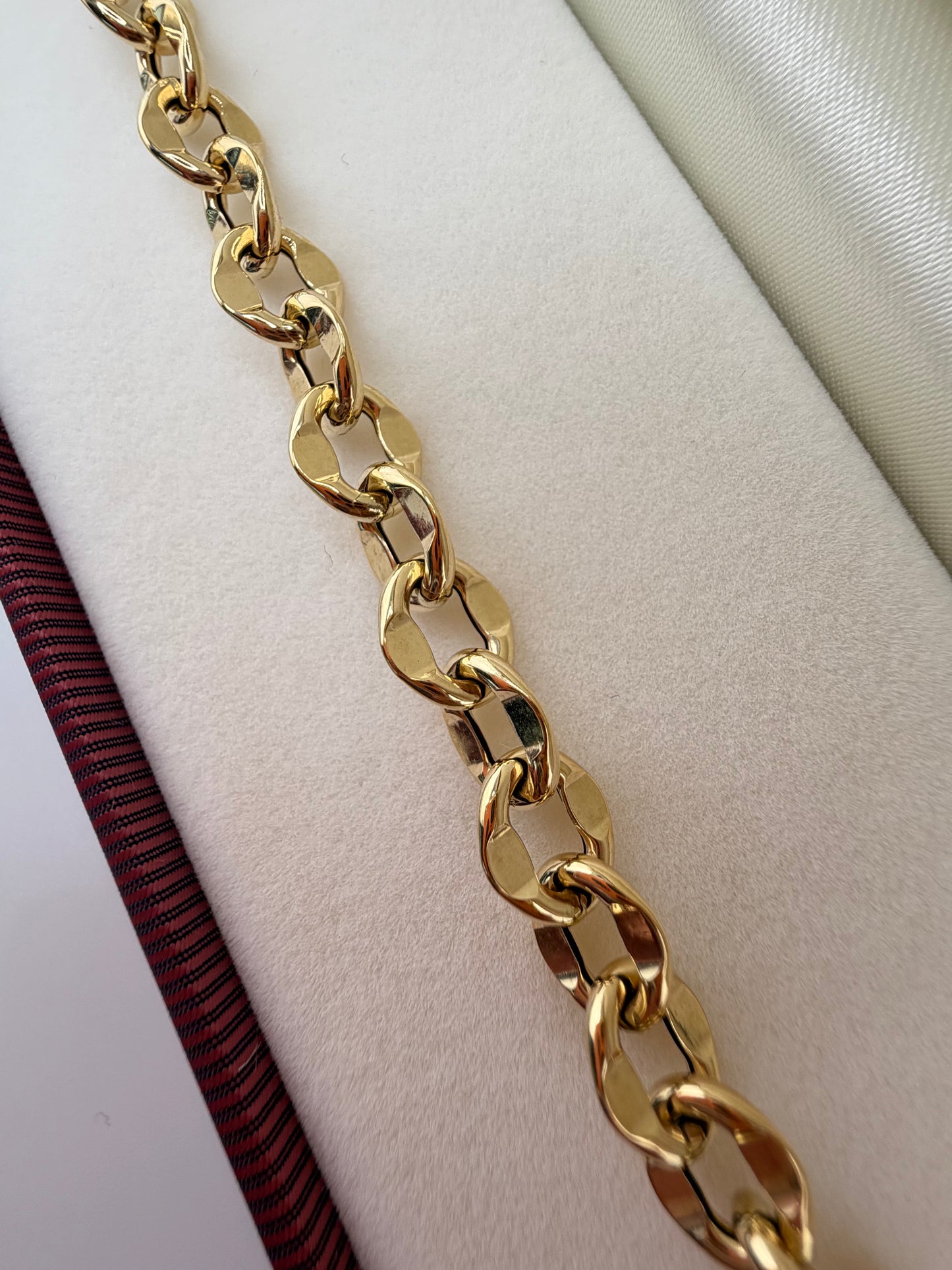 Bracelet à maillons facettés en or 18K – 20 cm – 4.3g-Fabriqué en Italie