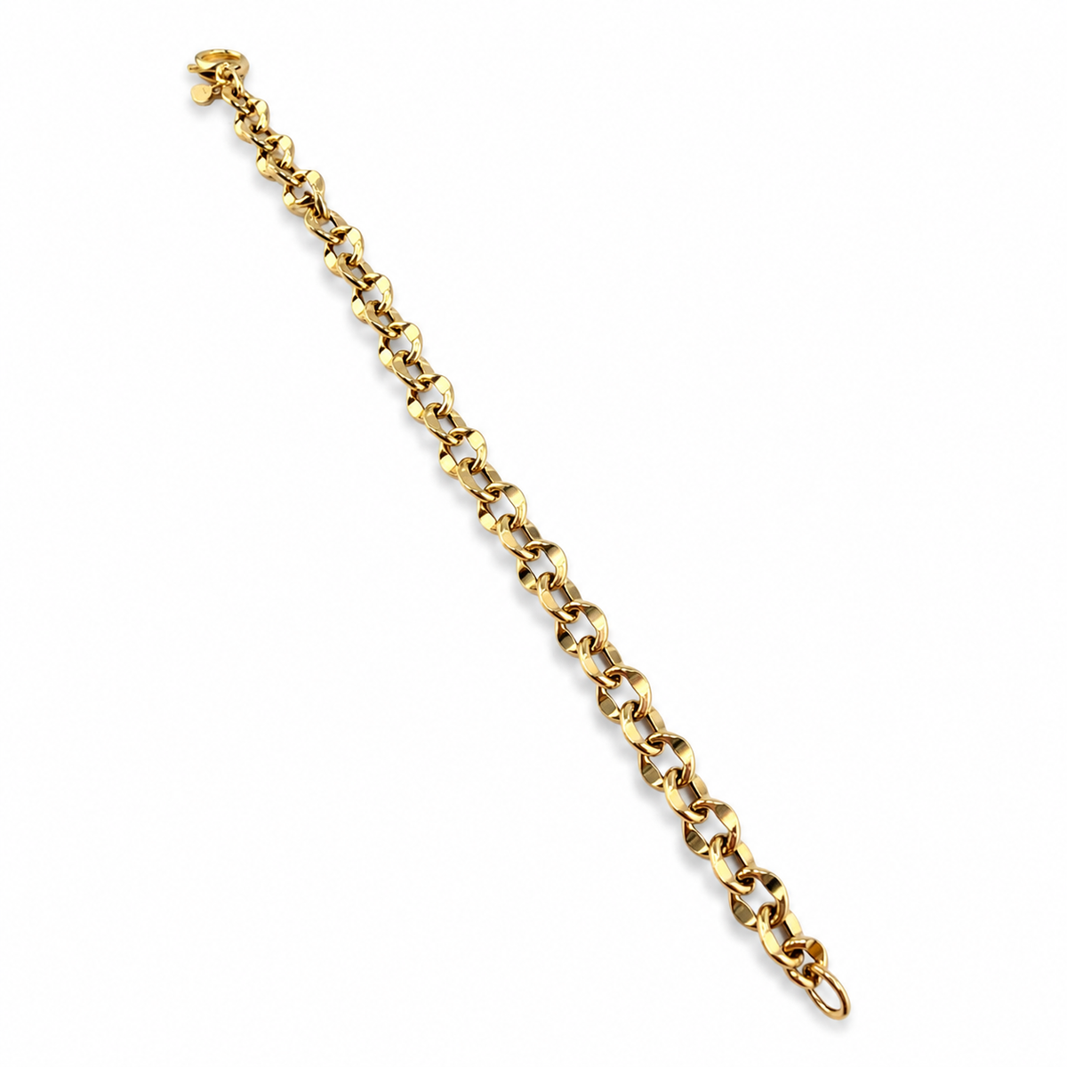 Bracelet à maillons facettés en or 18K – 20 cm – 4.3g-Fabriqué en Italie