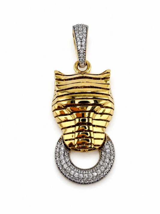 Pendentif Monaco articulé en or 18K avec zircons – 8,61 g