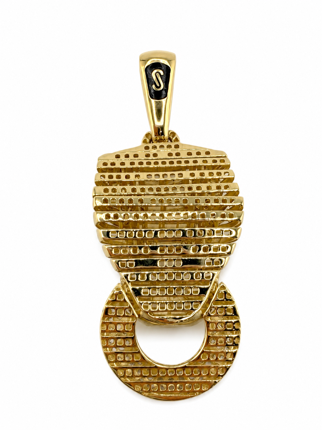 Pendentif Monaco articulé en or 18K avec zircons – 8,61 g