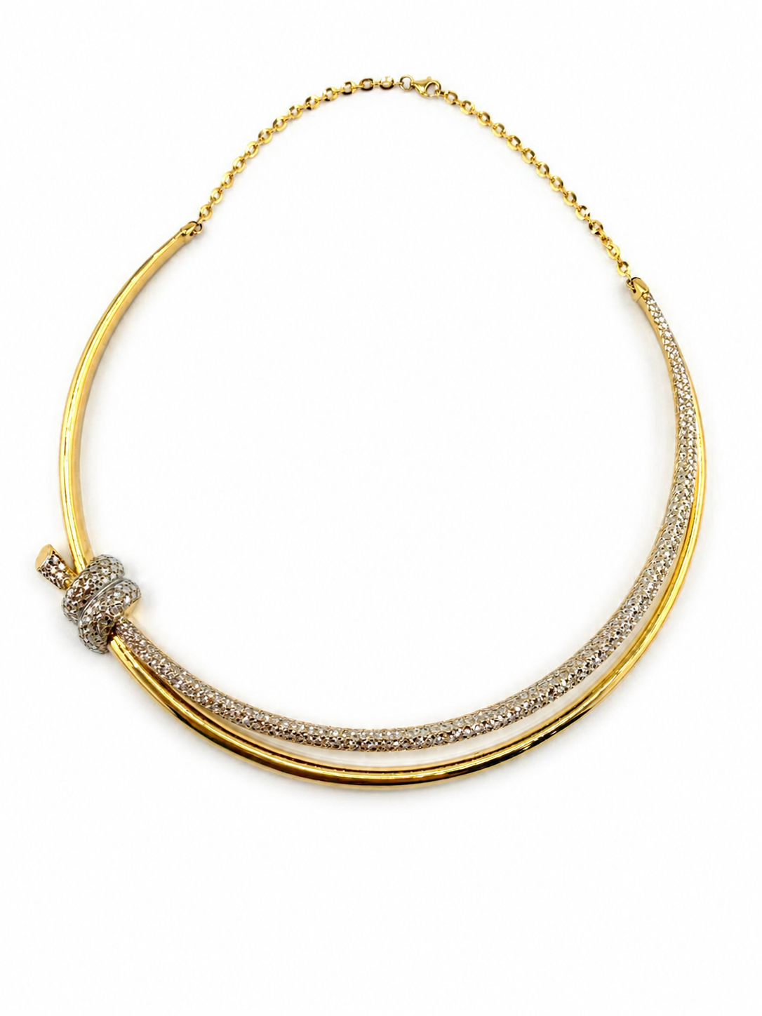 Collier de Noeud rigide bicolore en or 18K