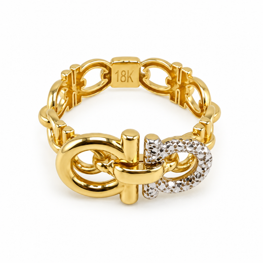 Bague maillons bicolore en or 18K – Taille 8
