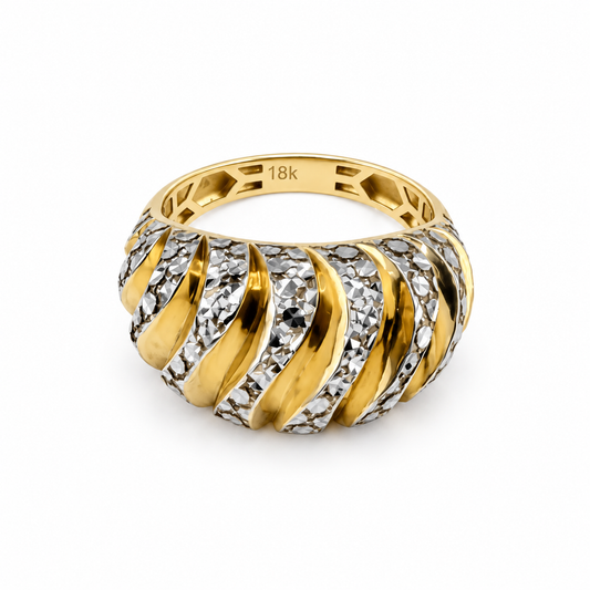 Bague torsadée bicolore en or 18K – Taille 7,5