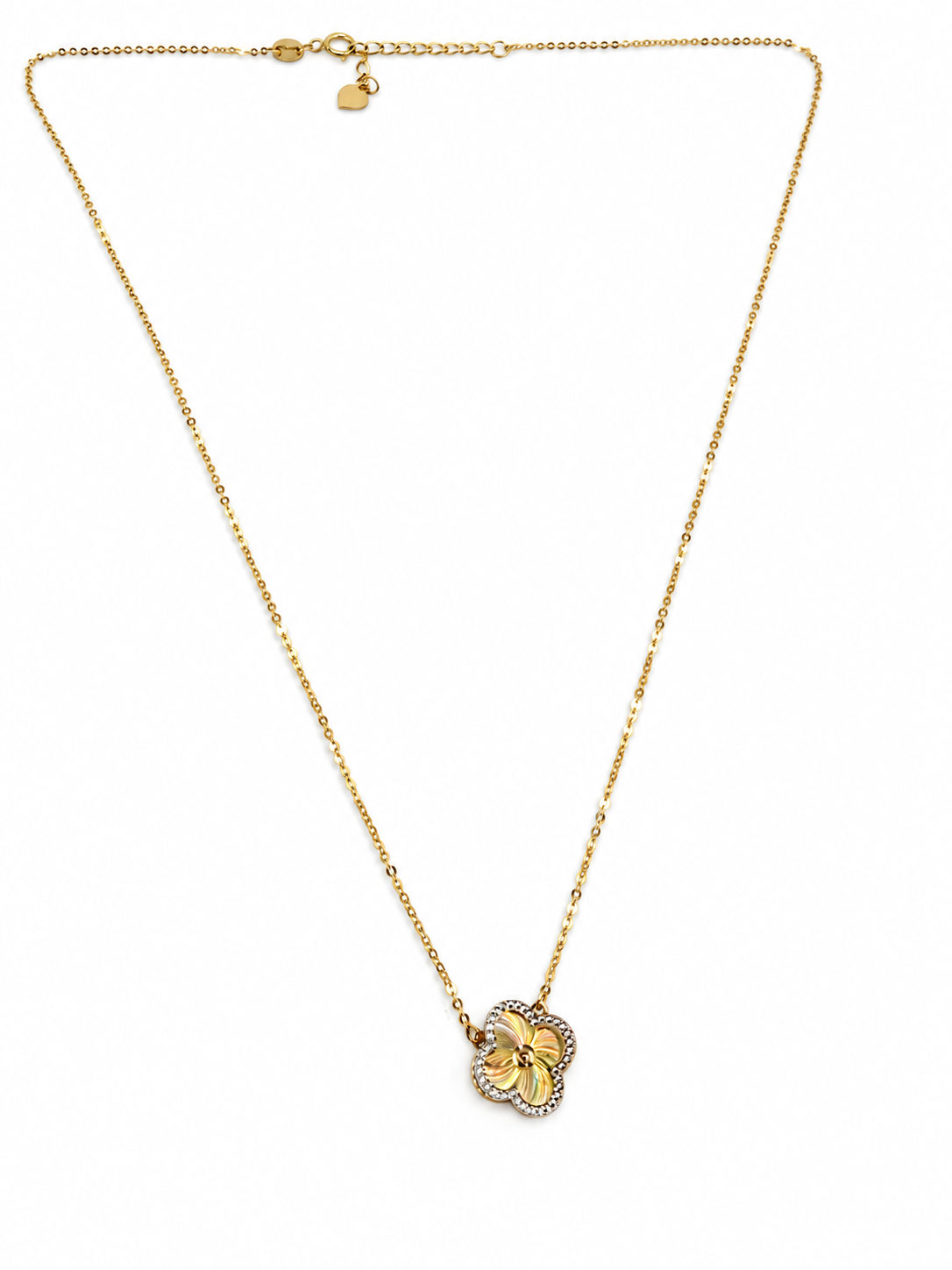Collier Trèfle Bicolore en Or 18K – 2.19g