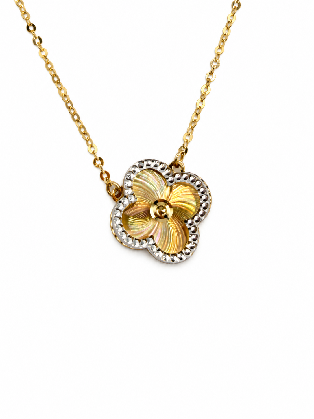 Collier Trèfle Bicolore en Or 18K – 2.19g