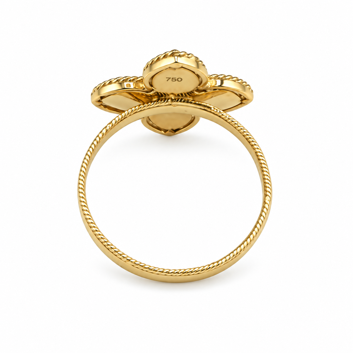 Bague fleur ajourée en or jaune 18K – Taille 7