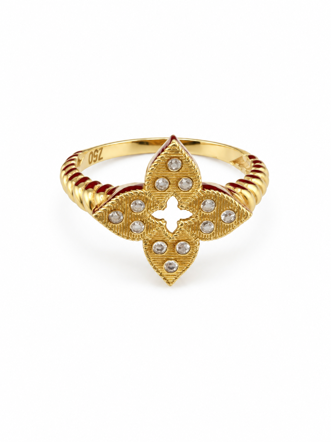Bague motif trèfle en or 18K. 3.29g