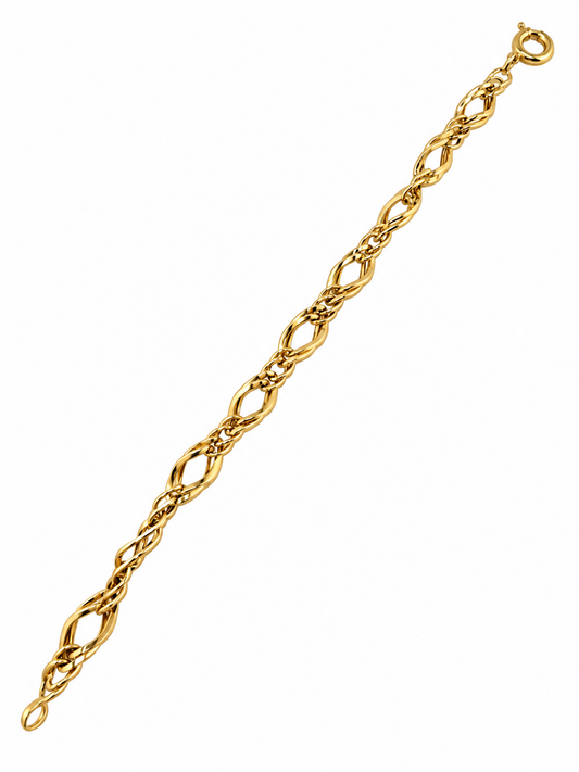 Bracelet à mailles alternées en or 18 carats. 4.22g
