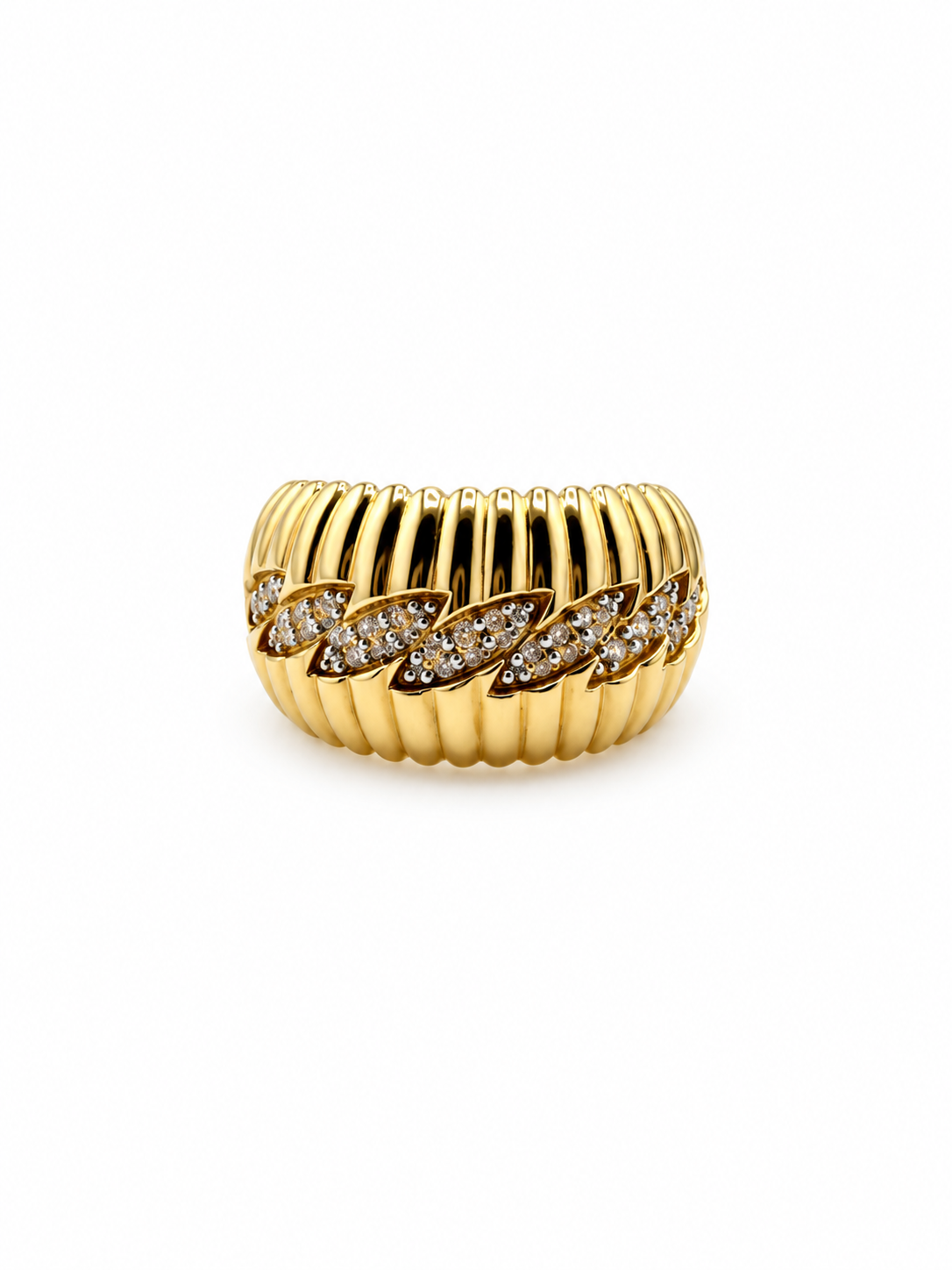 Bague Prestige en or 18 carats sertie de zircons. 4.69g