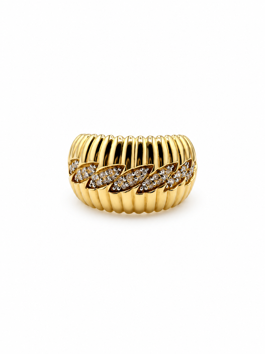 Bague Prestige en or 18 carats sertie de zircons. 4.69g