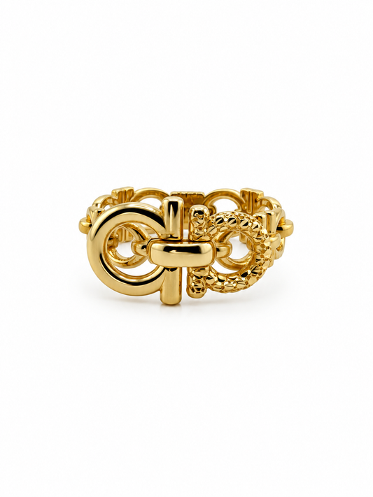 Bague Maillons Sculptés en Or 18K — 2,57 g