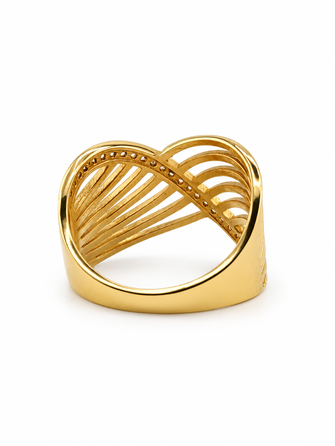 Bague Croisée en Or 18K et Zircons — 5,42 g