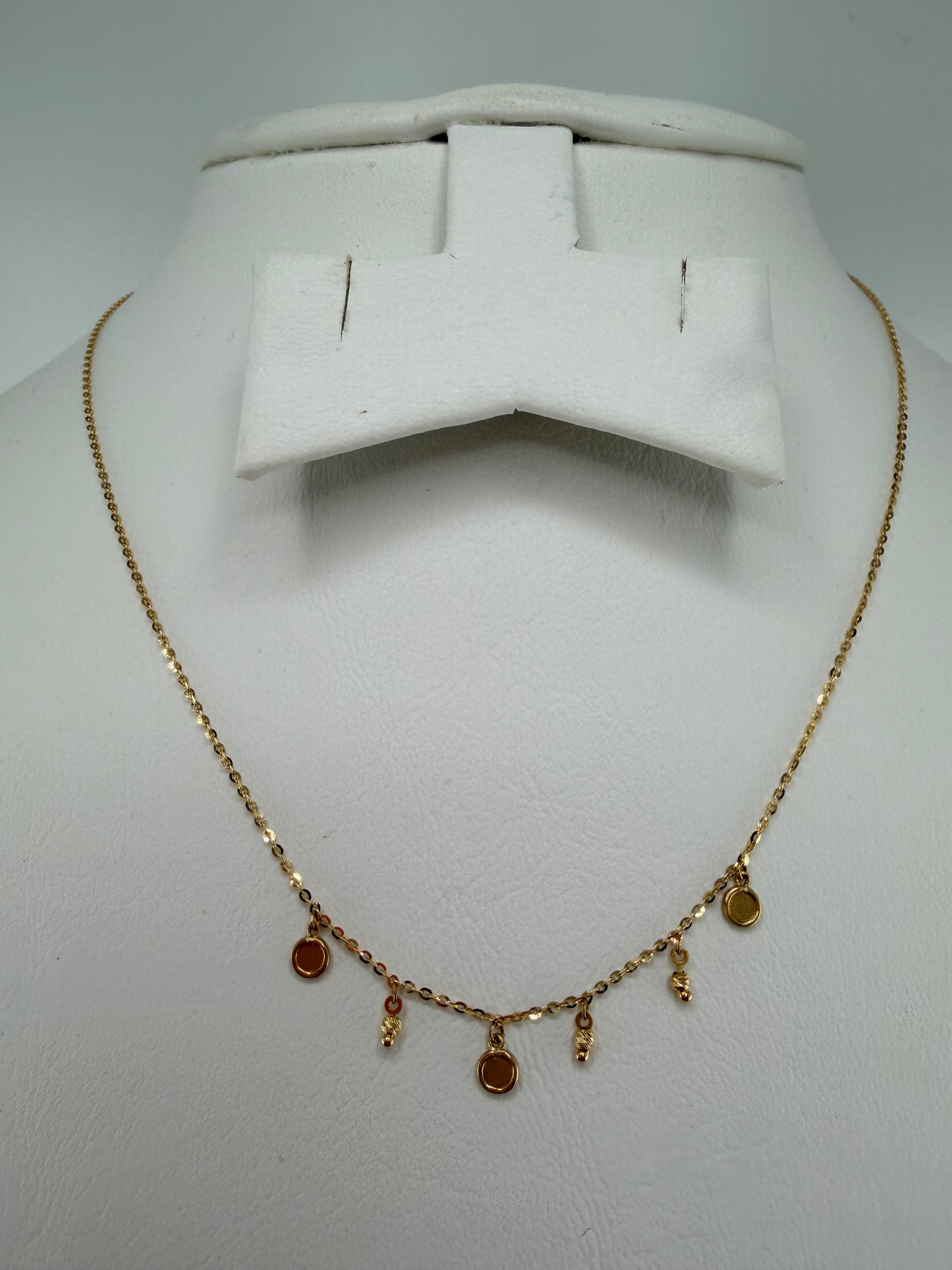 Petit ensemble collier et bracelet en or 18 carats avec pampilles – 3,36 g