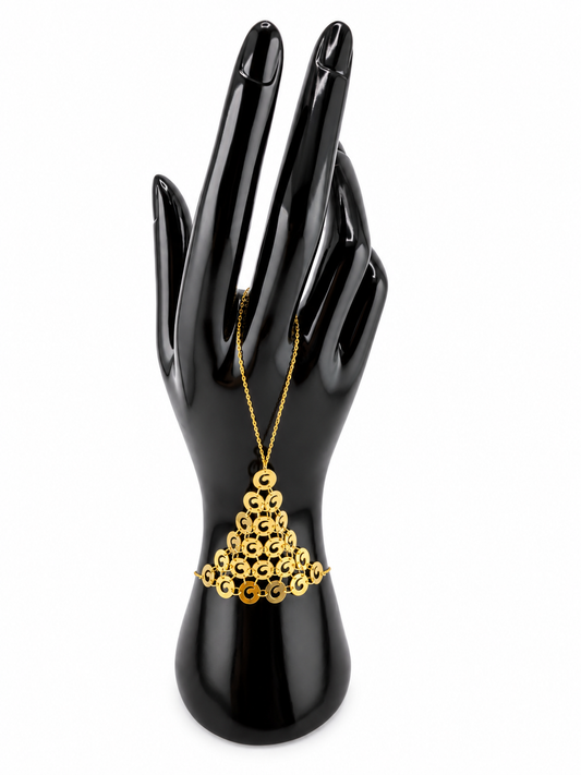 Bracelet de main oriental à pampilles en or 18 carats — 6,71 g