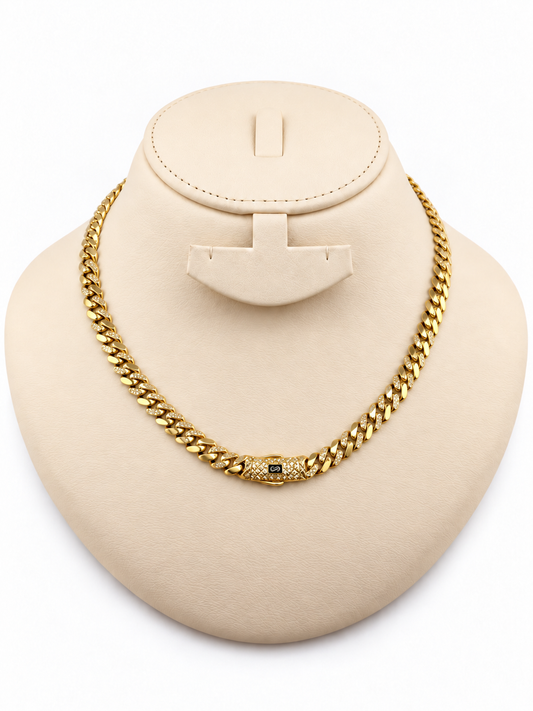 Collier Monaco Chain à coupe diamantée au laser en or 18K – 18,08 g
