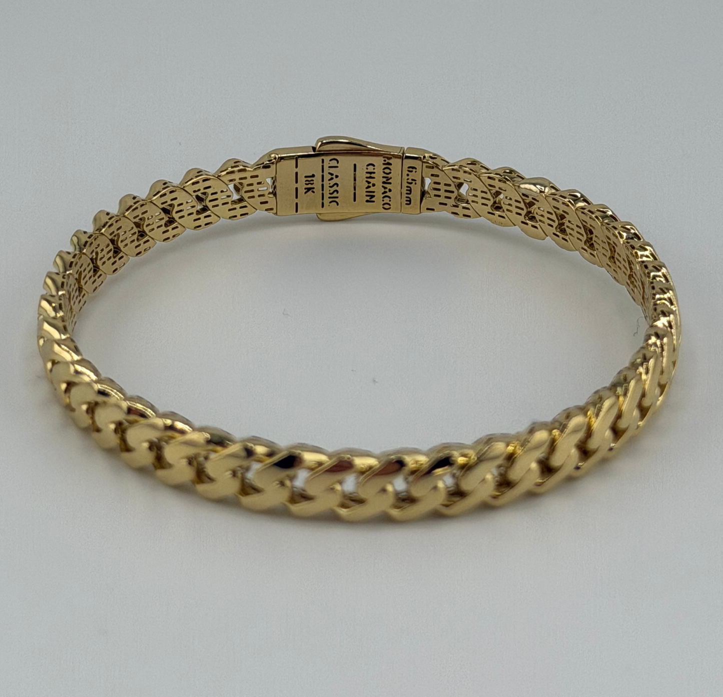 Bracelet maille cubaine Monaco 18K – 12,5 g | 18 cm | 6,5 mm