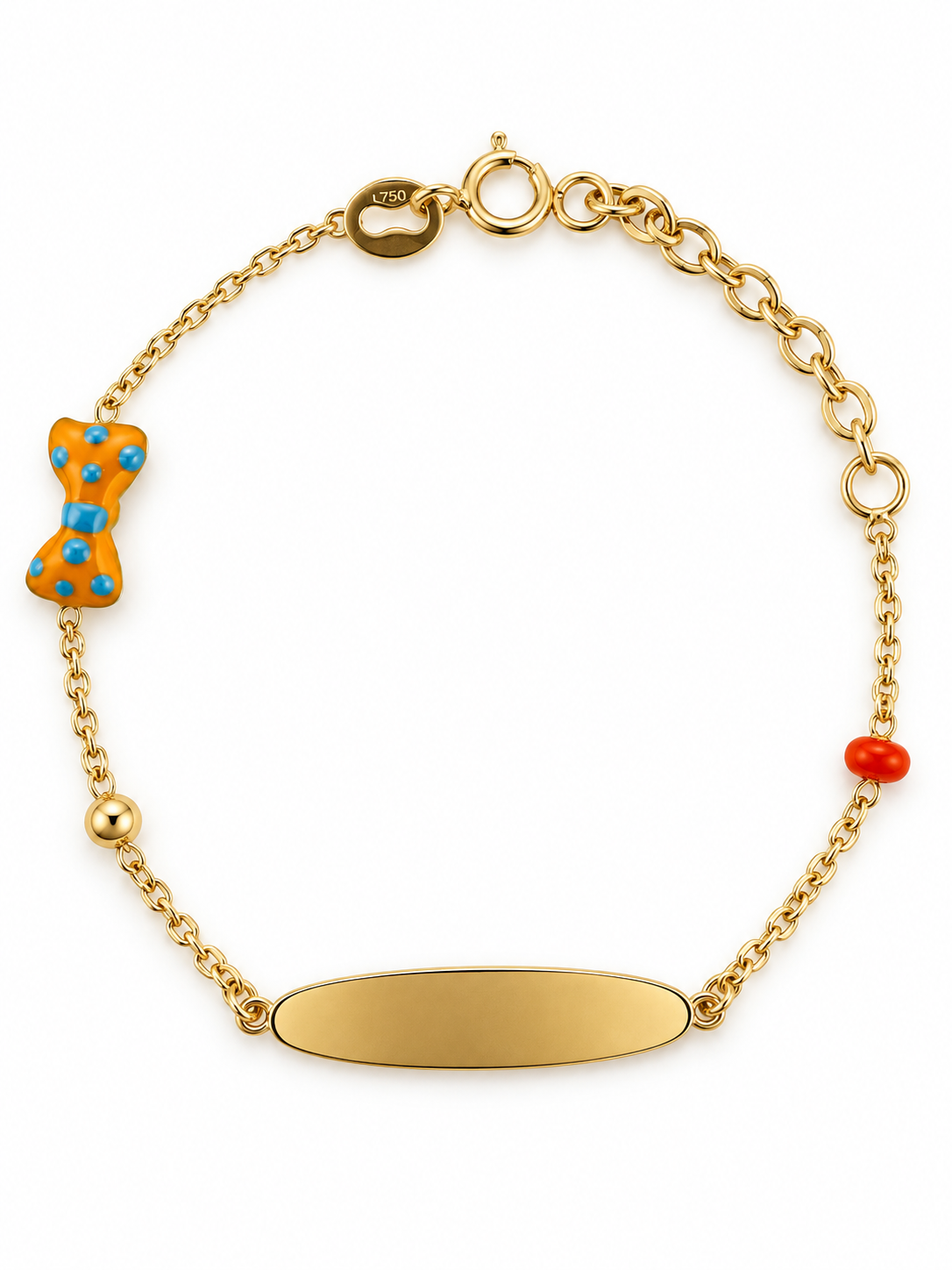 Bracelet Petit Nœud à pois pour bébé en or 18 carats