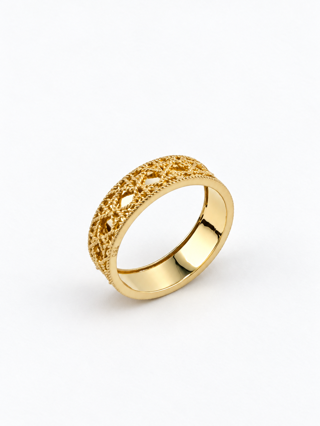 Bague large effet miroir en or 18K – 3,4 g