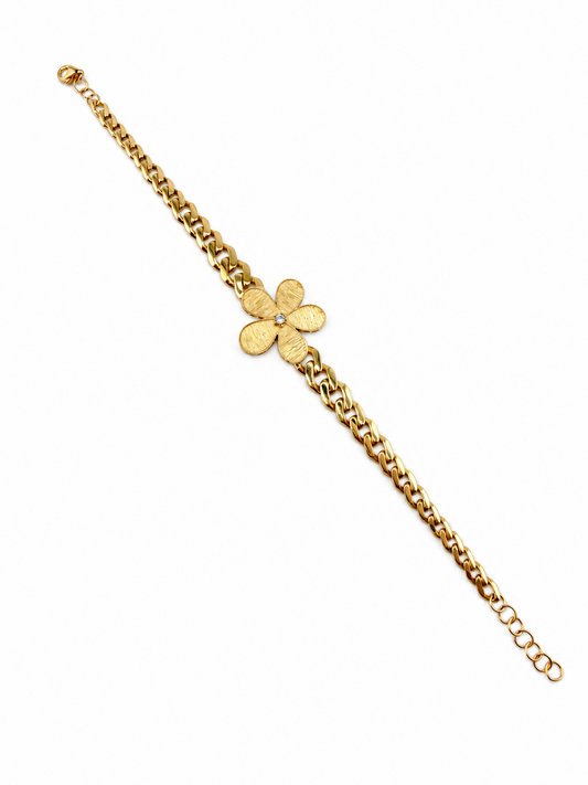 Bracelet fleur en or jaune 18 carats — 5,23 g