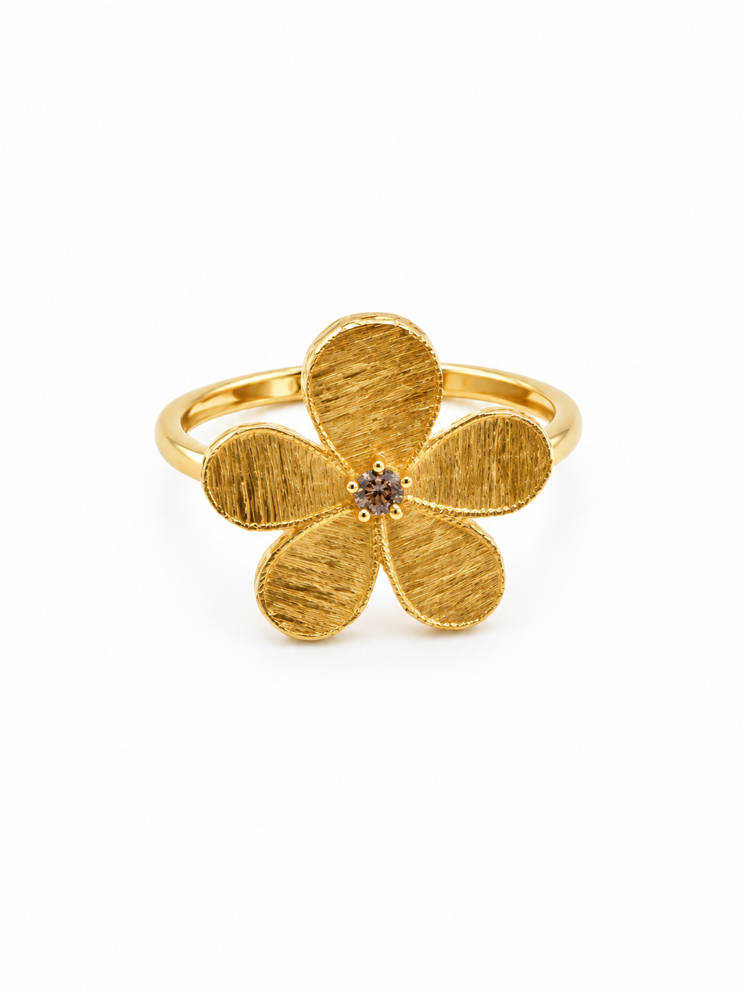 Bague fleur en or jaune 18 carats — 1,95 g