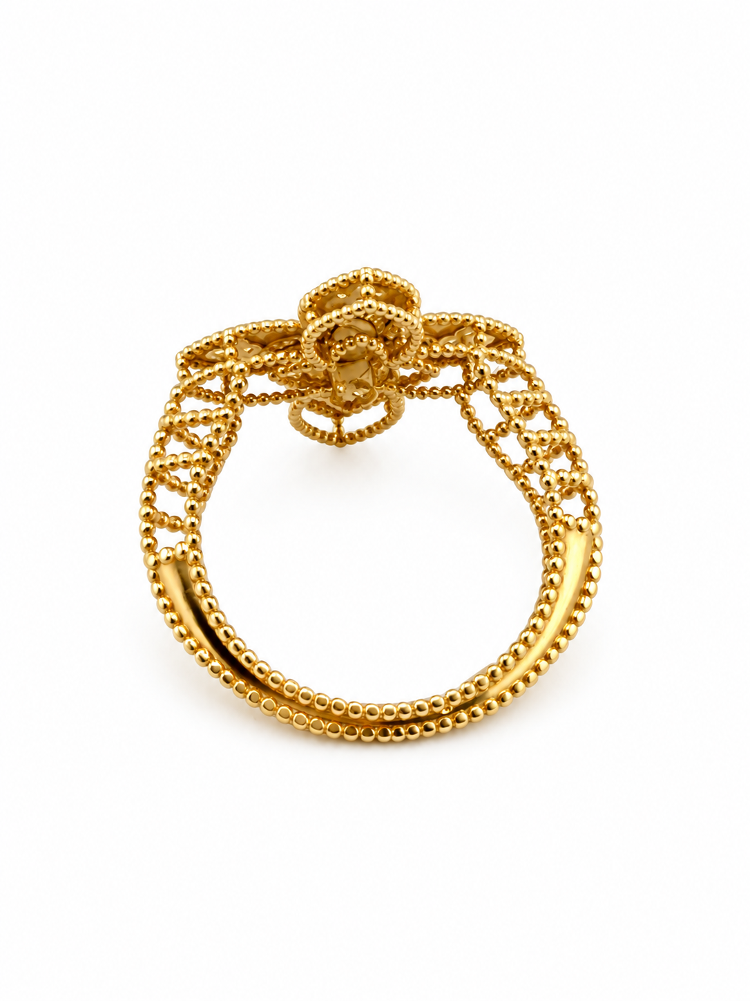 Bague fleur ajourée en or jaune 18 carats — 3,81 g