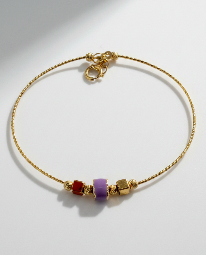 Bracelet Bébé Or Perles violet