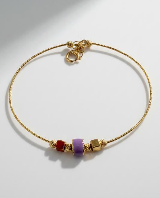 Bracelet Bébé Or Perles violet